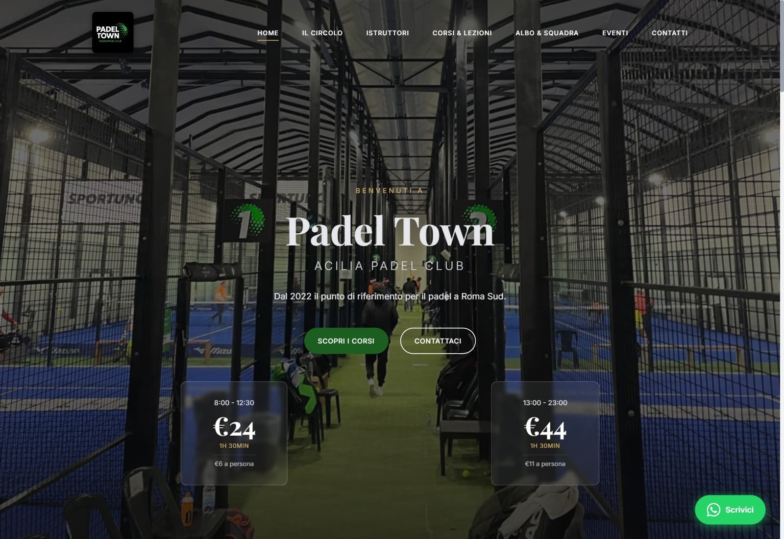 Sito Padel Town realizzato da SolutioLab